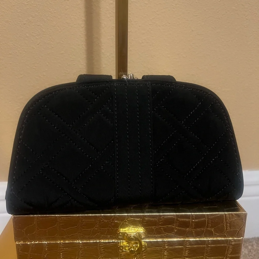 Vera Bradley Black Quilted Women's Clutch Kisslock Coin Purse and Wallet